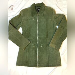 Helium genuine leather green suede outerwear Small NWOT